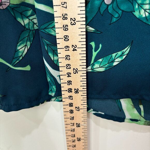 Anthropologie HD in Paris Green Floral Blouse 12 Cottagecore Botanical Romantic - Picture 9 of 10